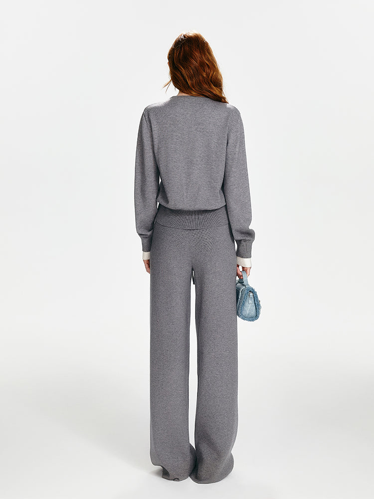 Wide-Leg Knit Pants With Drawstring