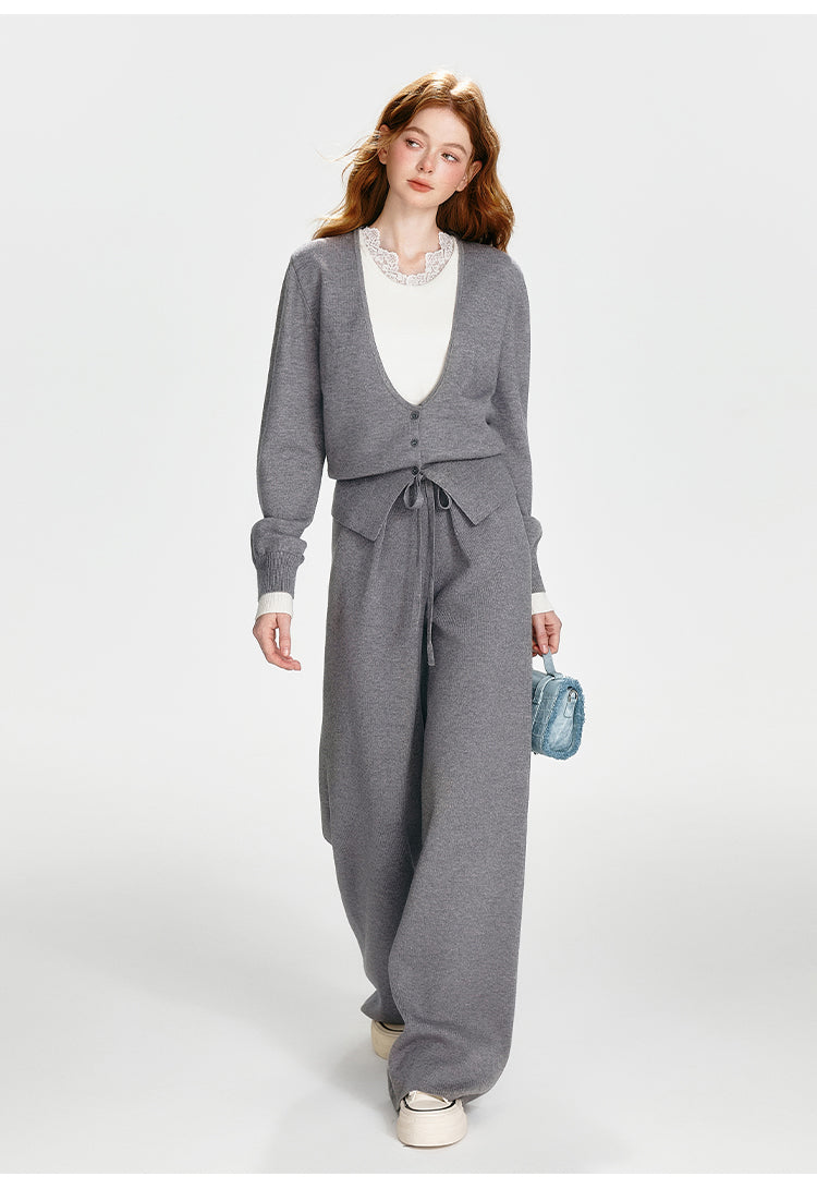 Wide-Leg Knit Pants With Drawstring