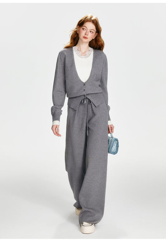 Wide-Leg Knit Pants With Drawstring