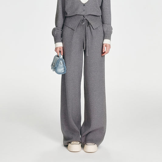 Wide-Leg Knit Pants With Drawstring