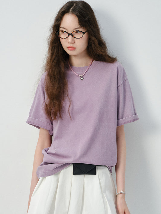 Round Neck Relaxed Cotton T-Shirt