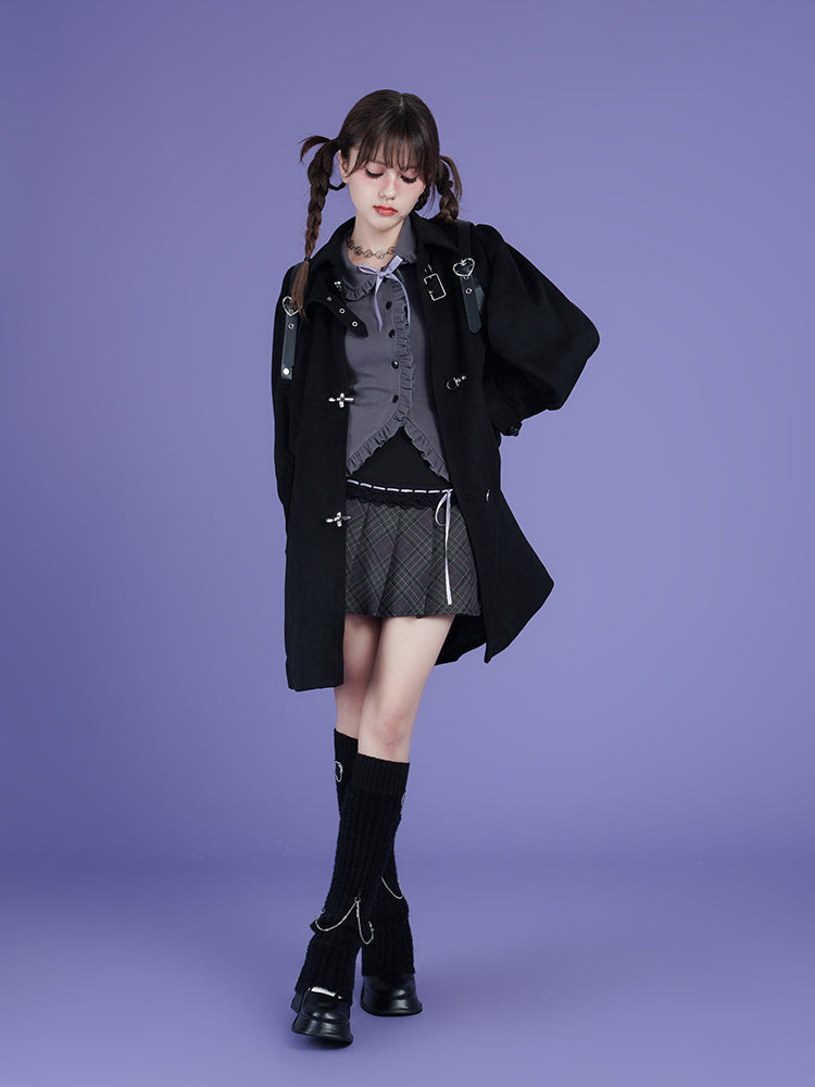 Ruffled Gothic-Style Blouse With Bow Accents