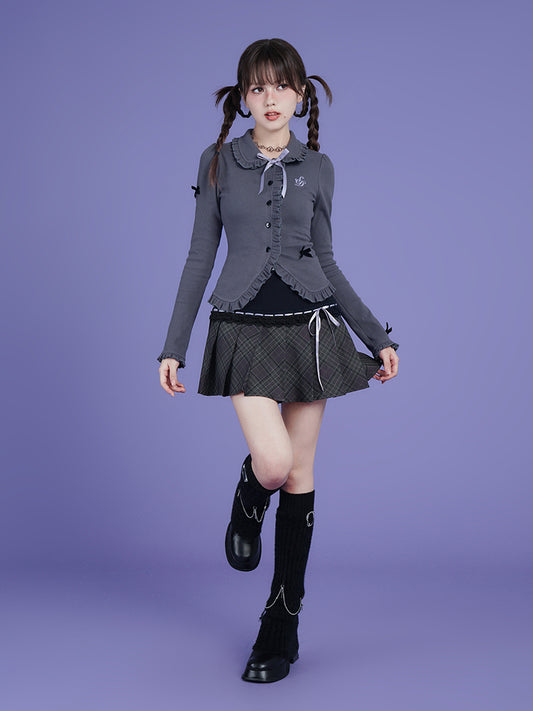 Ruffled Gothic-Style Blouse With Bow Accents