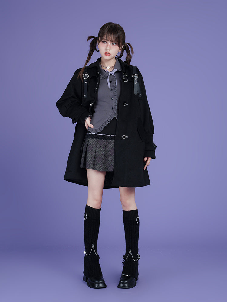 Ruffled Gothic-Style Blouse With Bow Accents