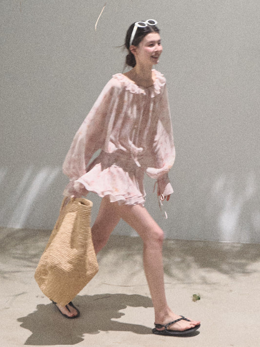 Smudge Print Fluid Chiffon Dress