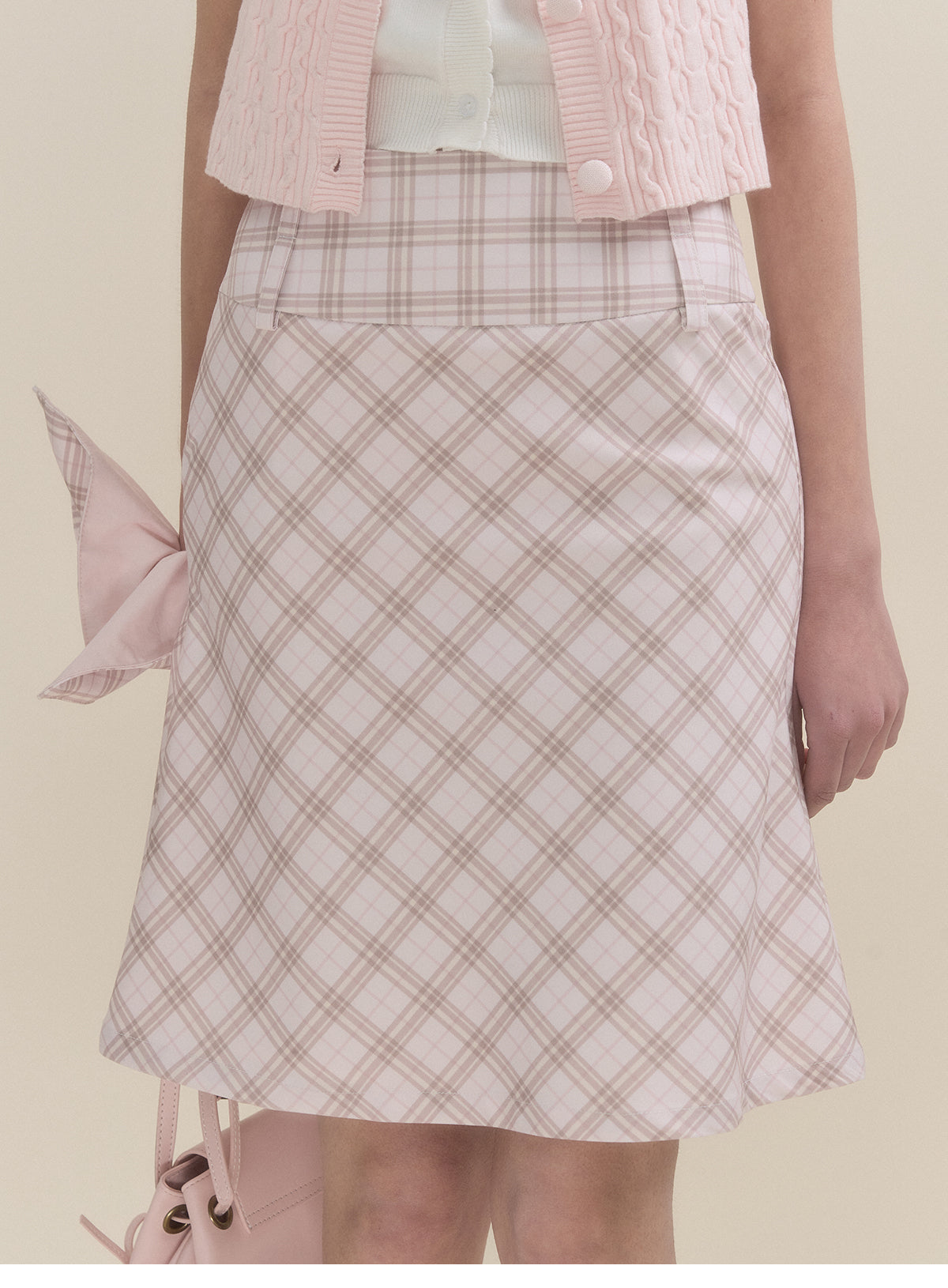 Diamond Plaid A-Line Skirt In 2 Lengths