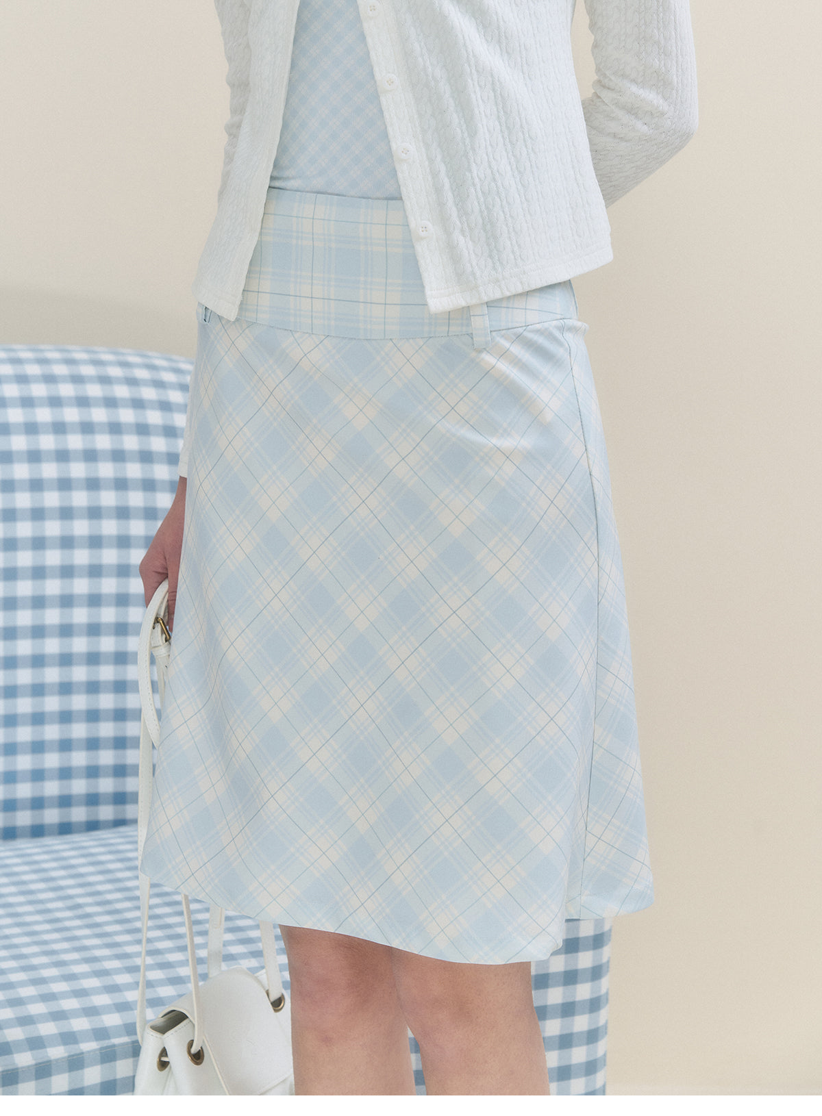 Diamond Plaid A-Line Skirt In 2 Lengths