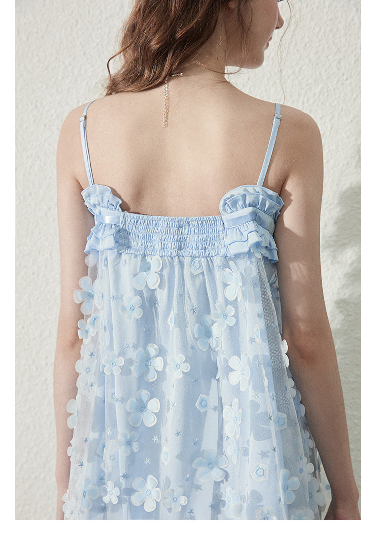 Floral Sheer Mesh Dress With Bubble Hemline