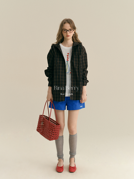 Hooded Plaid Cotton Overshirt