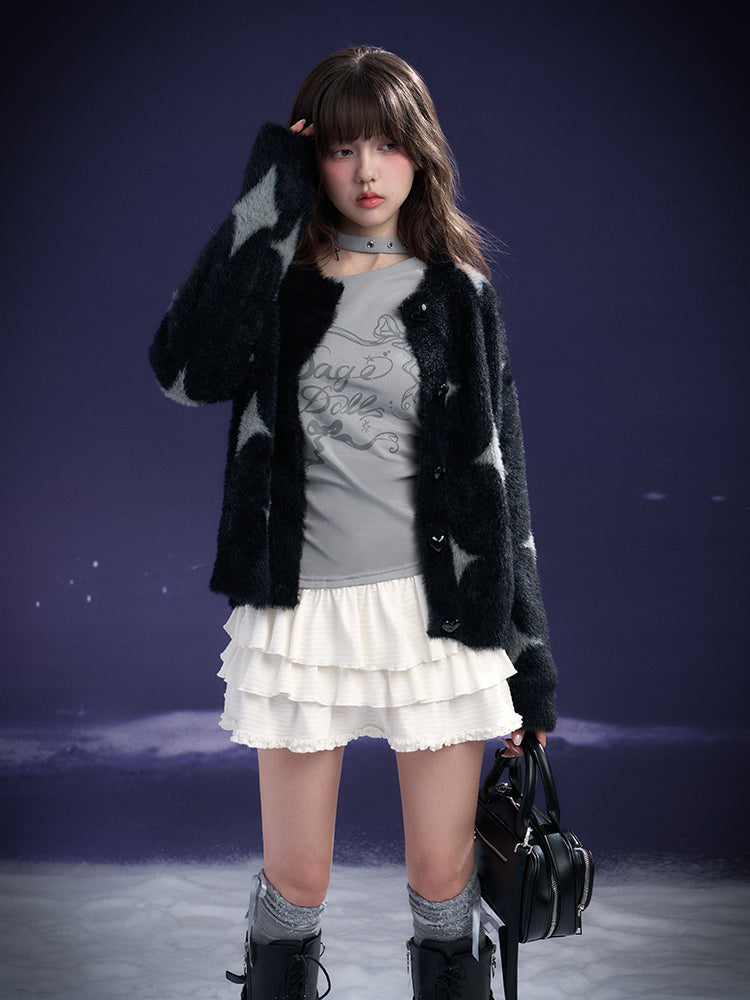 One Shoulder Ruffle Printed Dress With Choker Belt