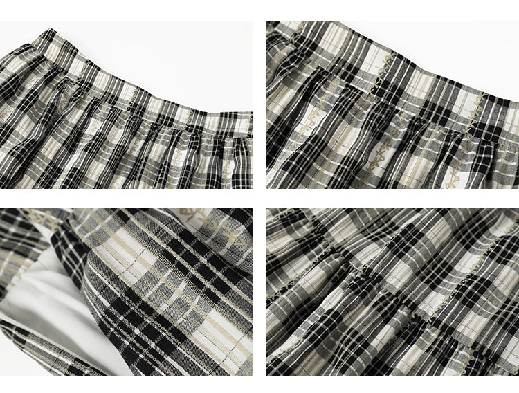 Timeless Cropped Plaid Blouse And Tiered Maxi Skirt