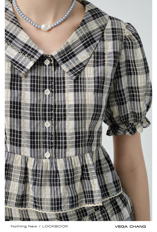 Timeless Cropped Plaid Blouse And Tiered Maxi Skirt