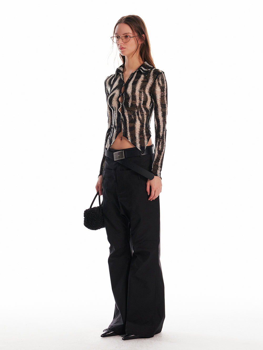 Stretch Sheer Zebra Print Shirt