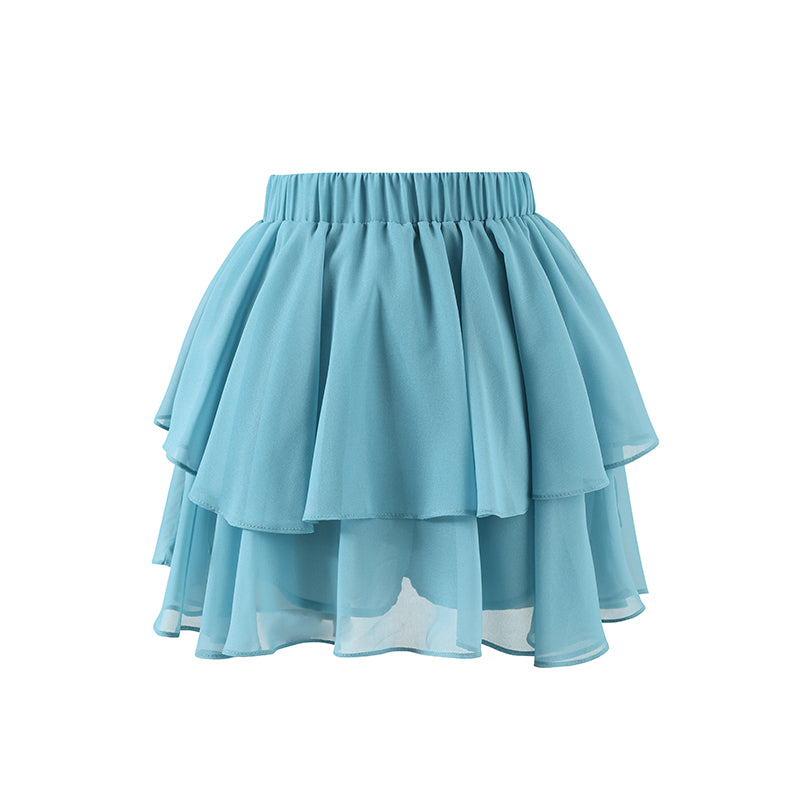 Floral Open-Back Ruffled Volume Cami & Chiffon Tiered Skirt