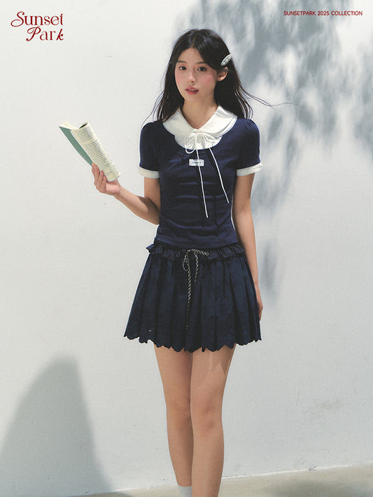 Faux Layered Double Collared Slim Fit Top