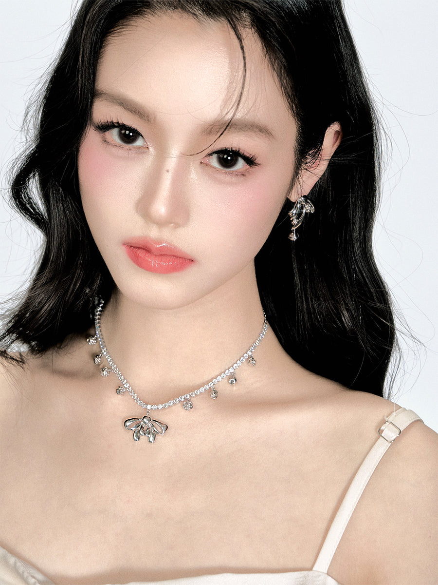 Cubic Zirconia Bow Necklace