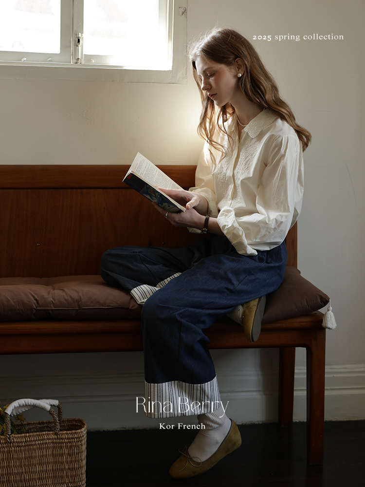 Embroidered Floral Blouse With Pleated Puff Sleeves