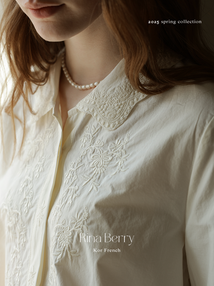Embroidered Floral Blouse With Pleated Puff Sleeves