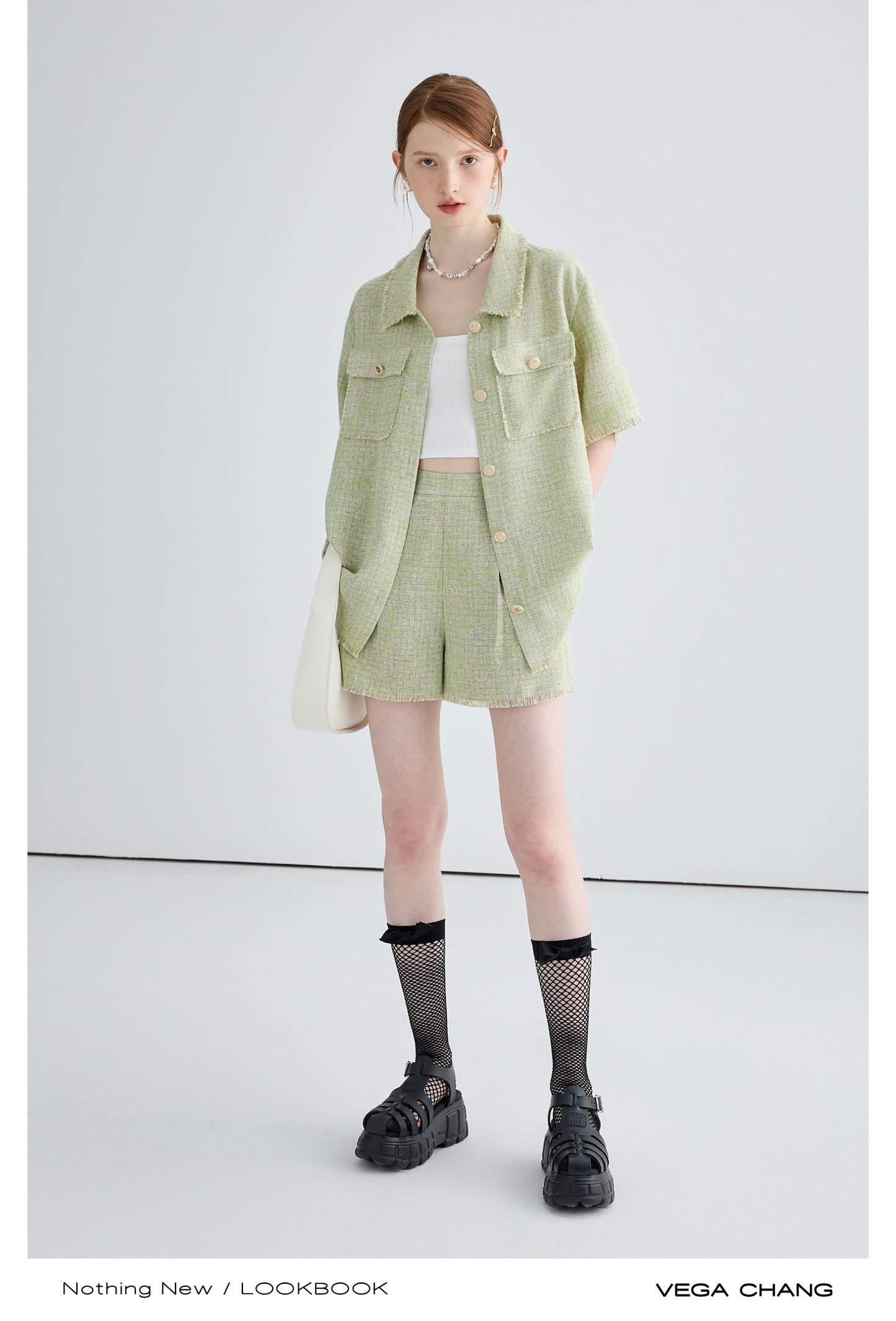 Boxy Button-Up Fringed Cropped Shirt And Matching Shorts