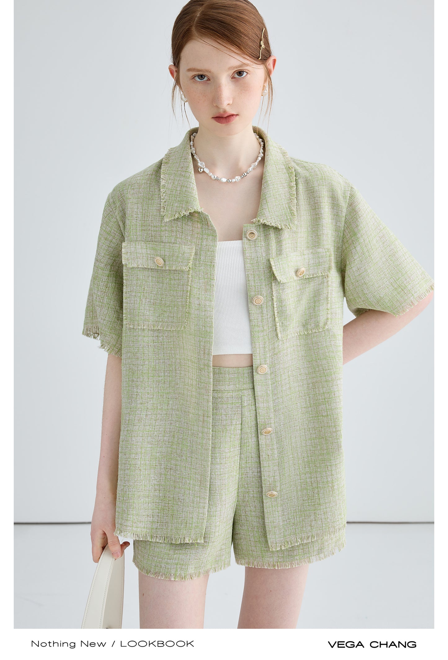 Boxy Button-Up Fringed Cropped Shirt And Matching Shorts