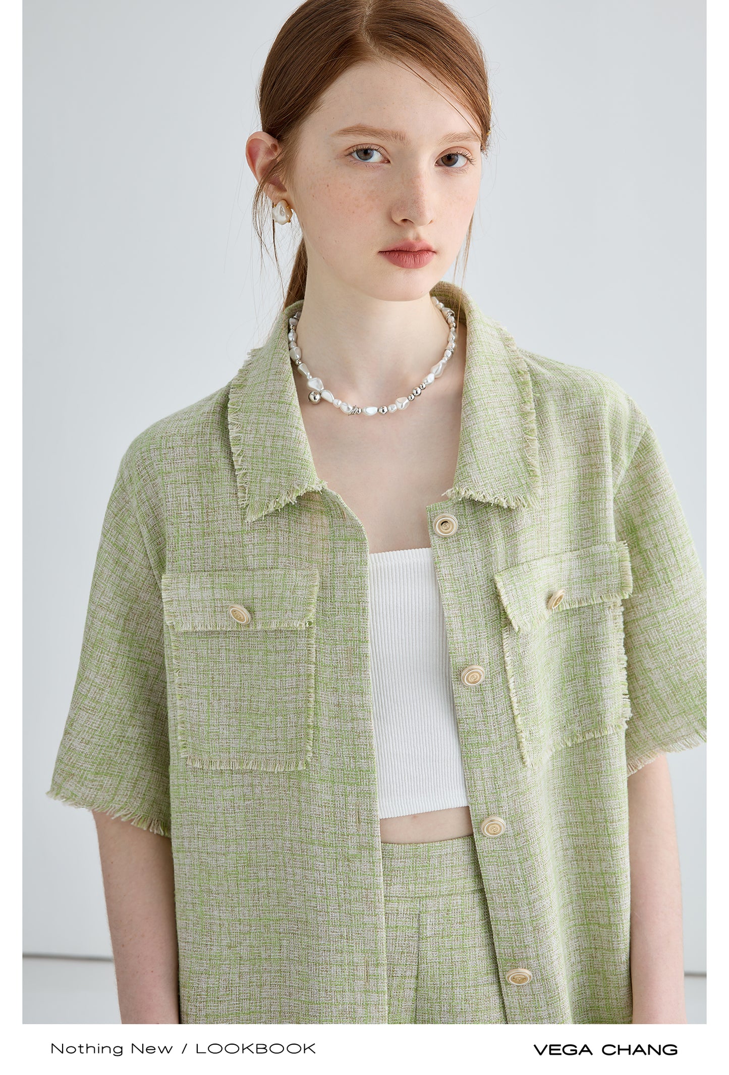 Boxy Button-Up Fringed Cropped Shirt And Matching Shorts