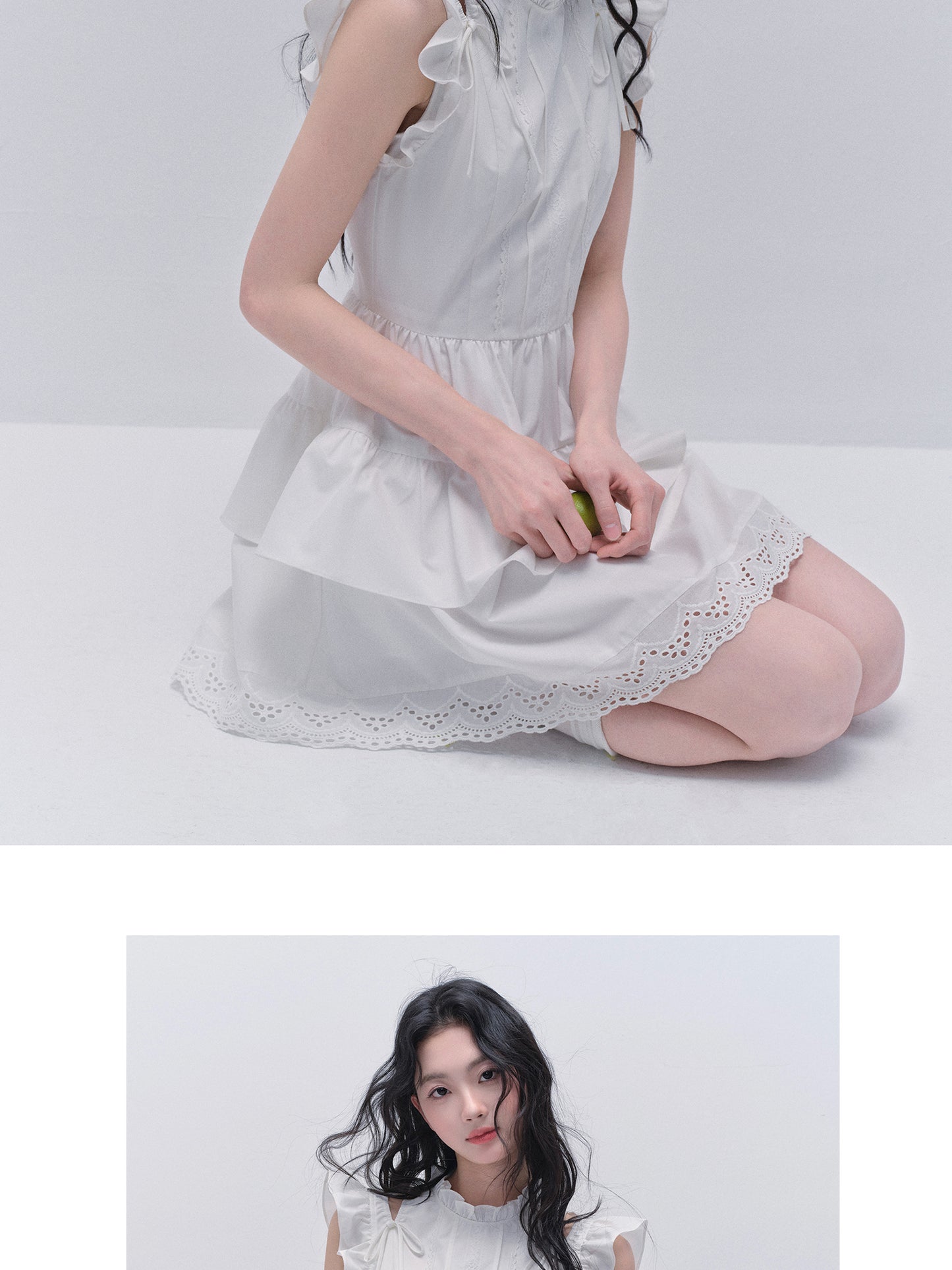 Butterfly Sleeve Embroidered Cut-Out Shoulder Dress