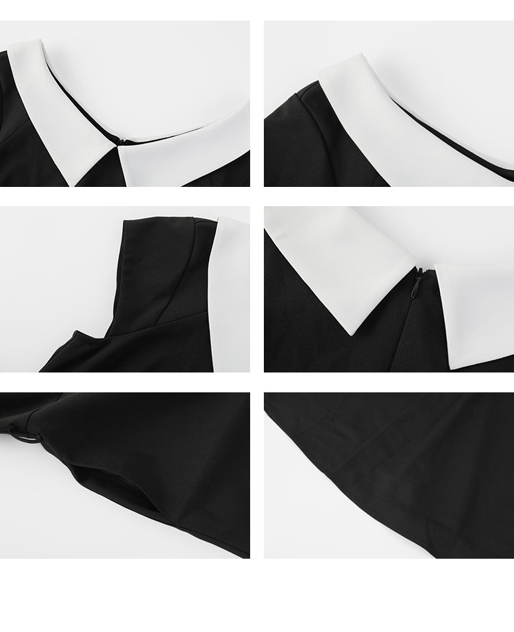 Flat-Collar Cap-Sleeve Dress