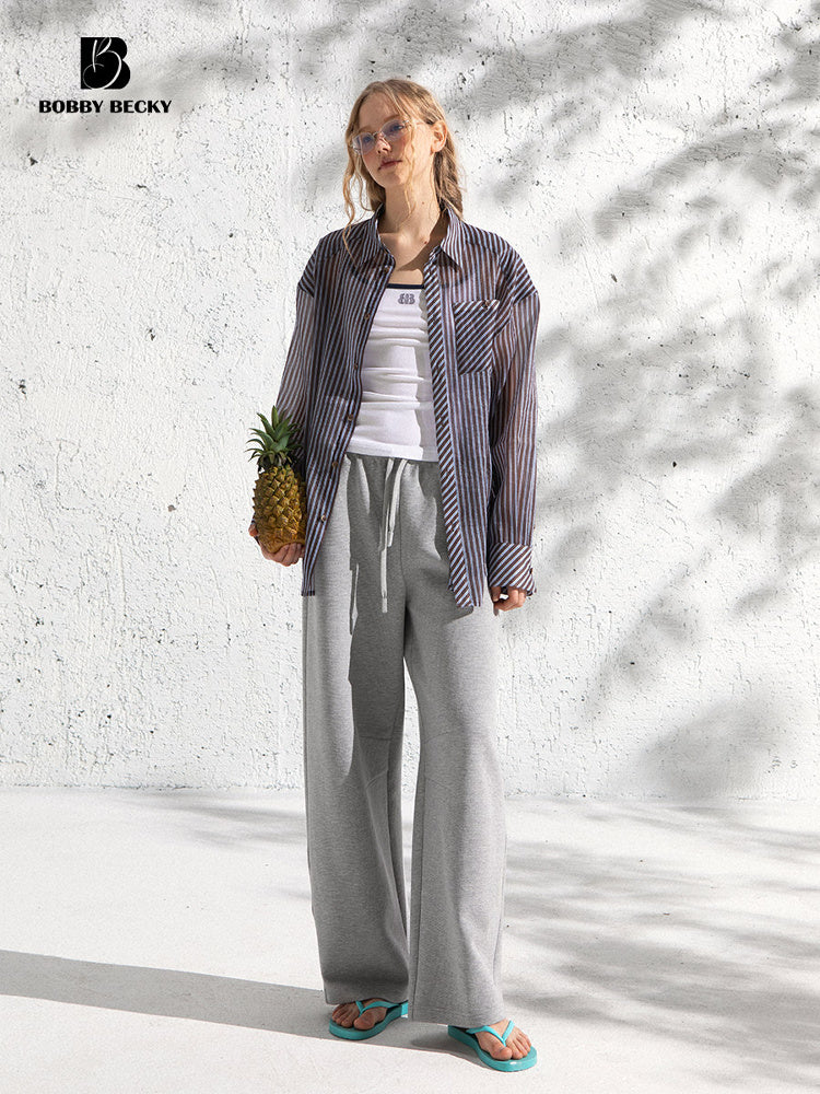 Relaxed Fit Sheer Striped Shirt