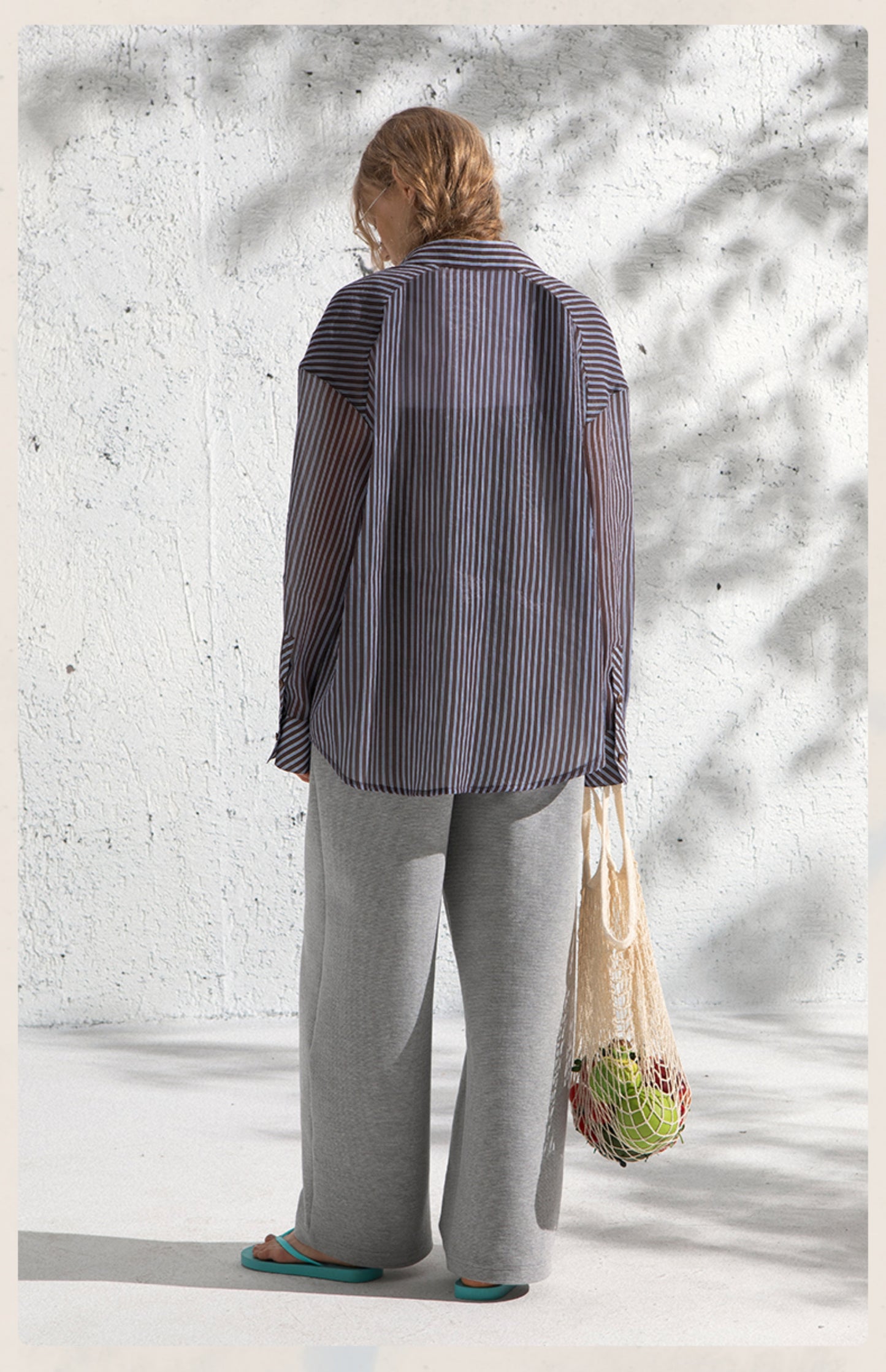 Relaxed Fit Sheer Striped Shirt