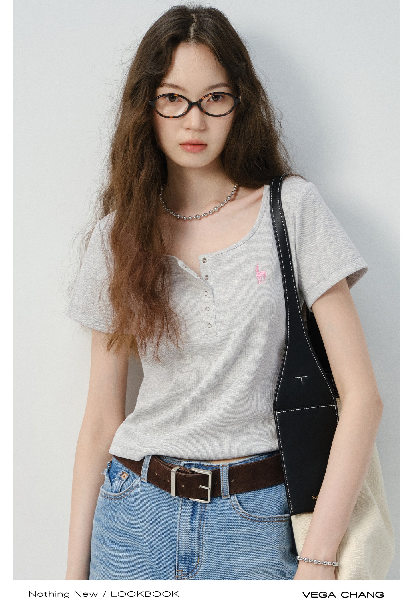 Embroidered Henley Neck T-Shirt
