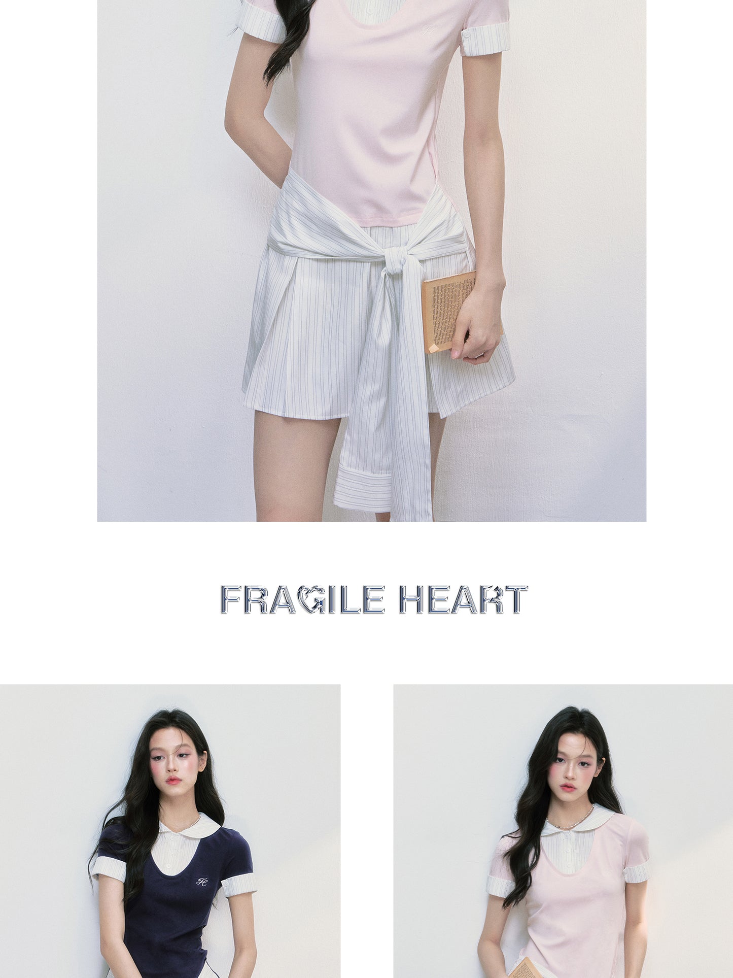 College-Style Round-Collar Layered Dress