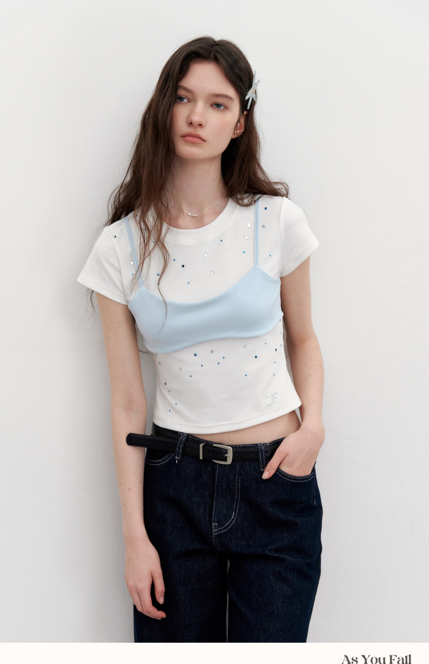 Sparkling Bra-Overlay Mermaid Tee