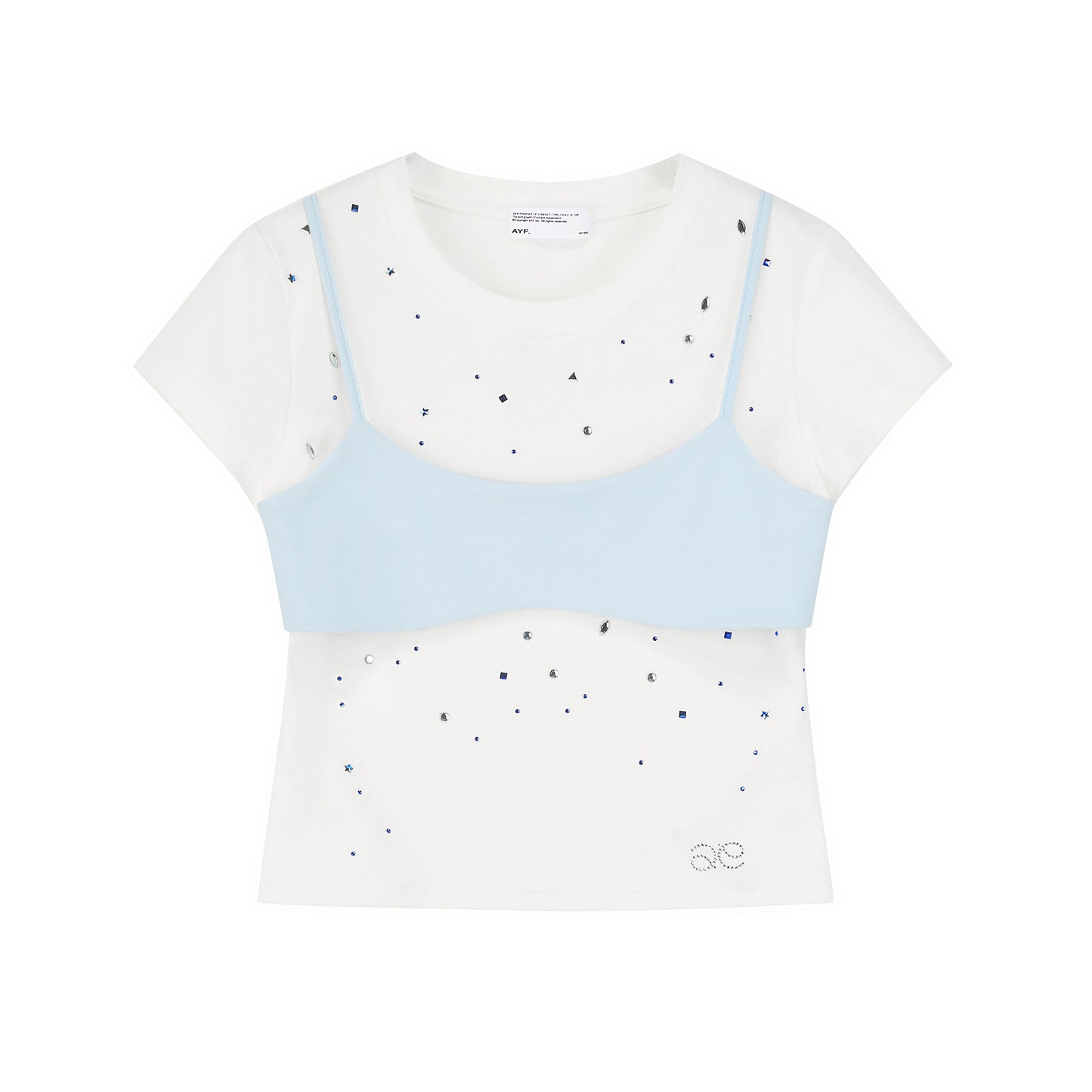 Sparkling Bra-Overlay Mermaid Tee