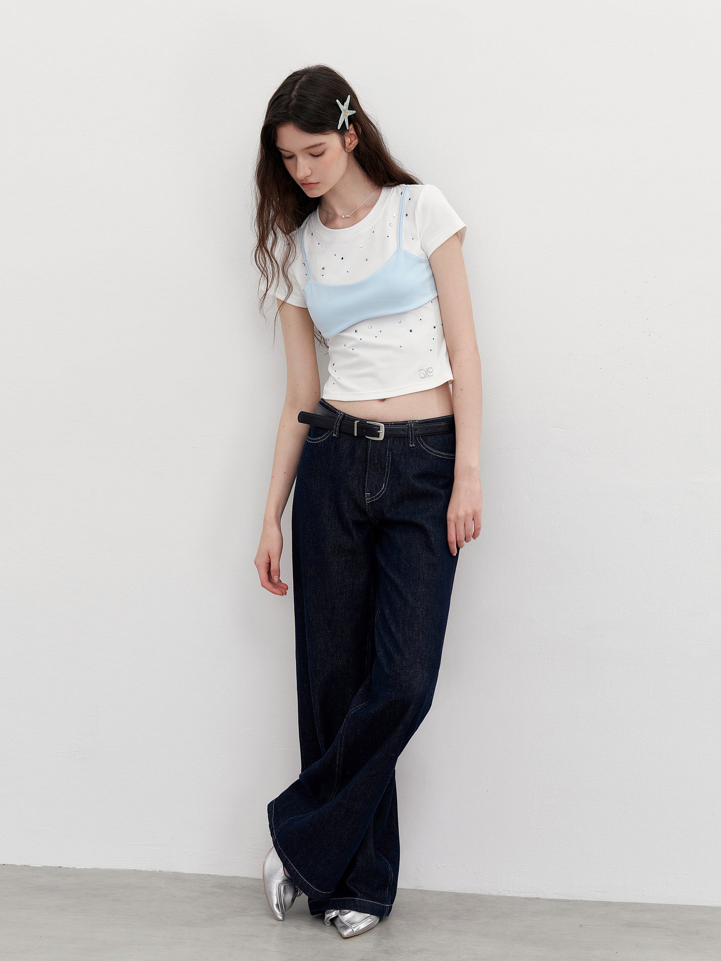 Sparkling Bra-Overlay Mermaid Tee