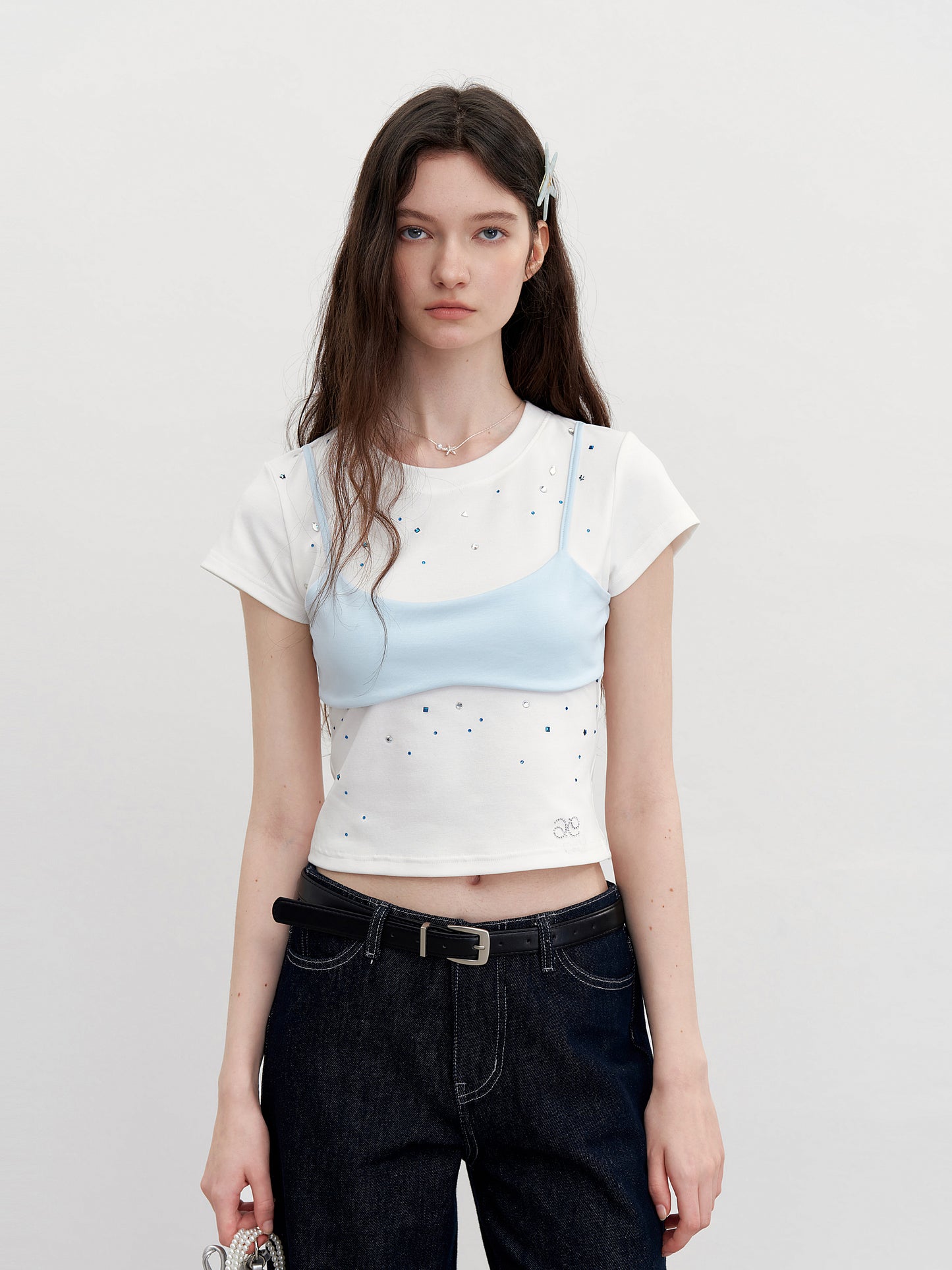 Sparkling Bra-Overlay Mermaid Tee