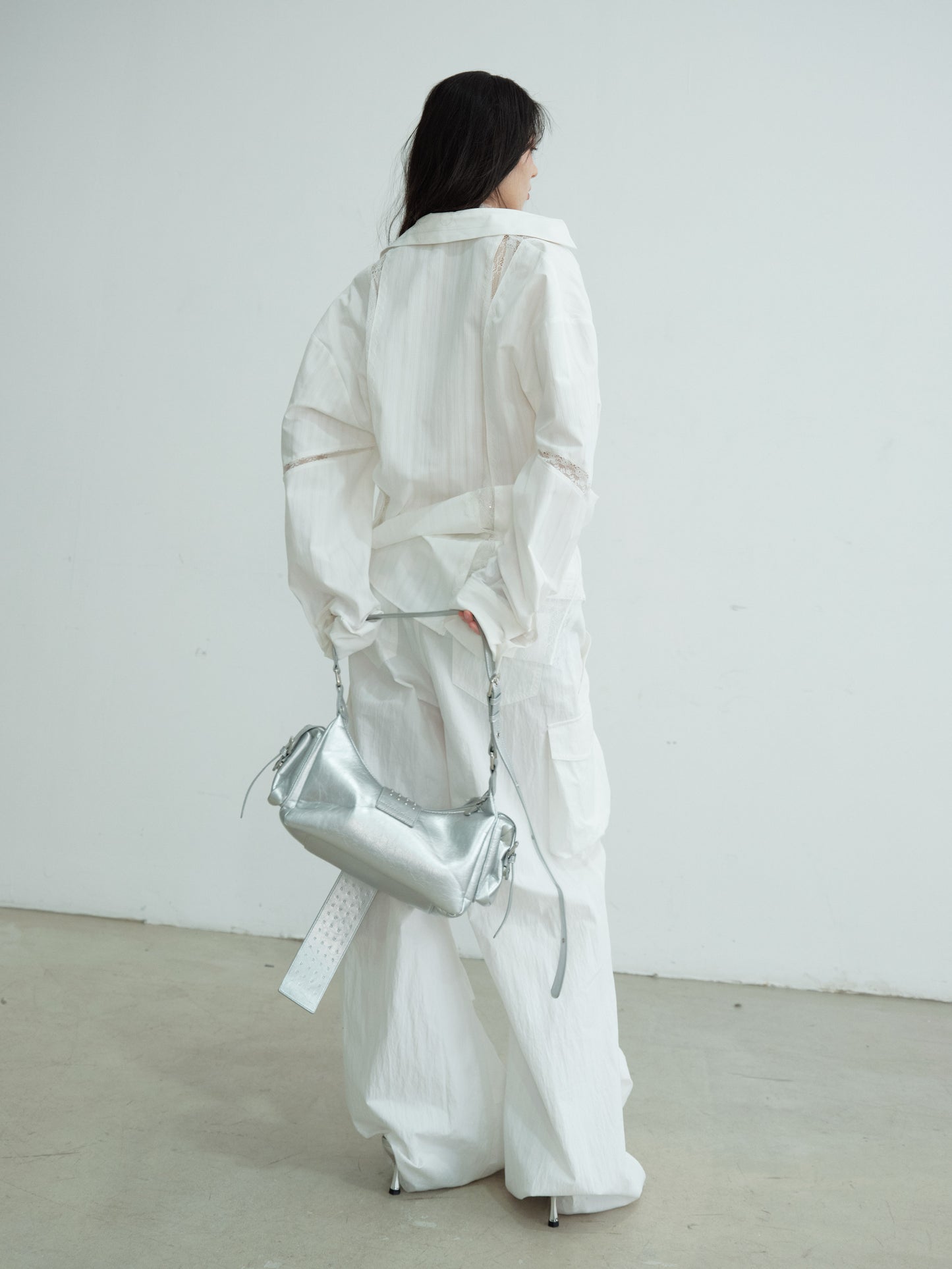 Loose-Fit Striped Shirt With Lace Panels