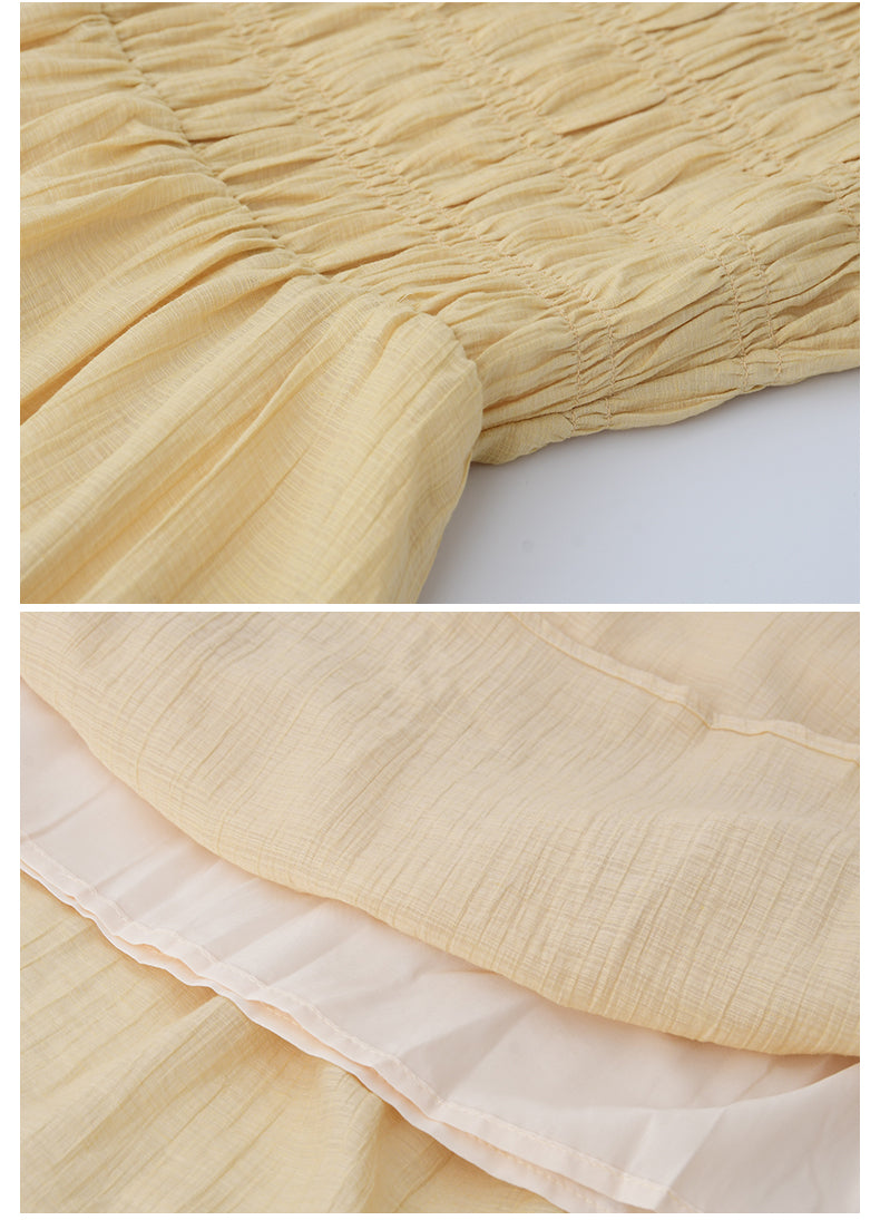Bubble Sleeve Smocked Maxi Dress With Beaded Detail