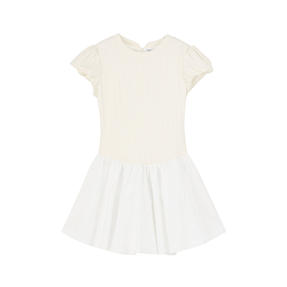 Minimal Flared Panel Dress With Bubble Sleeves
