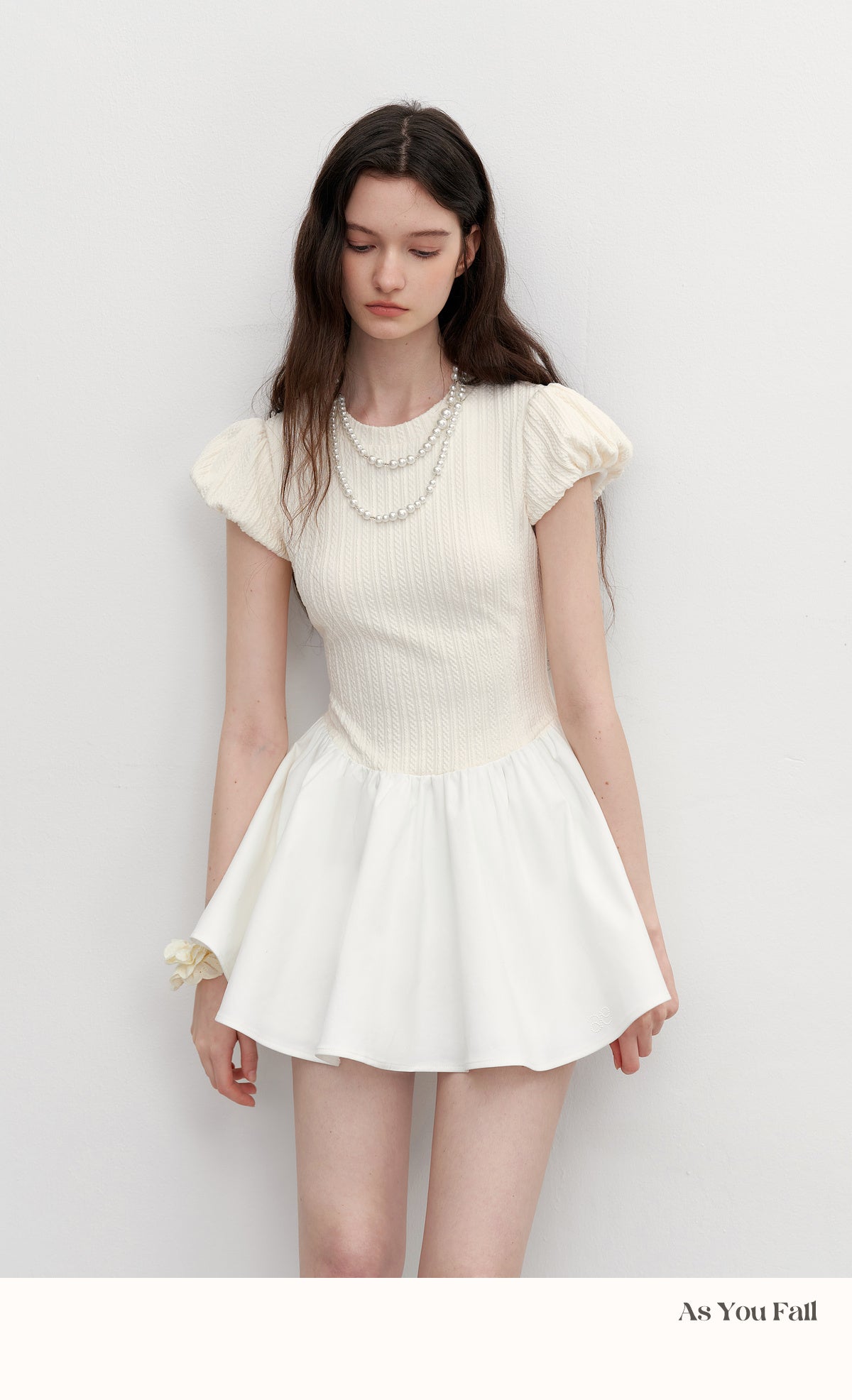 Minimal Flared Panel Dress With Bubble Sleeves