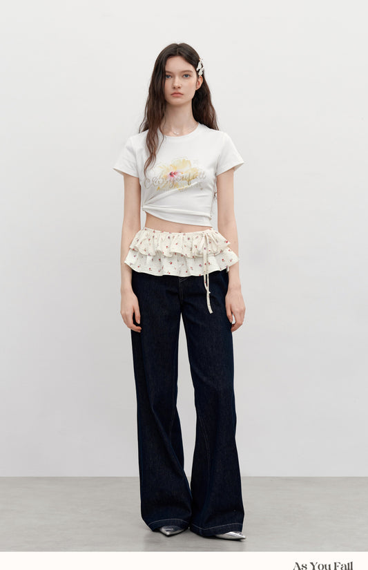 Floral Ruffled Skirt Overlay