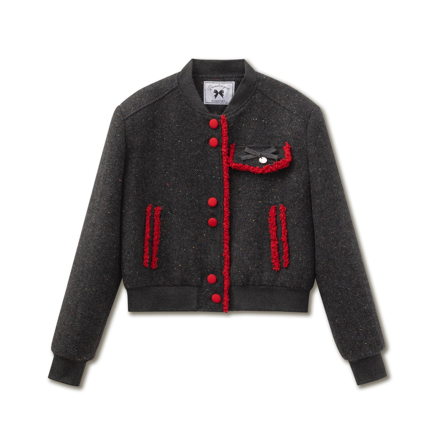 Fringed Contrast Varsity Jacket & Pleated Skirt