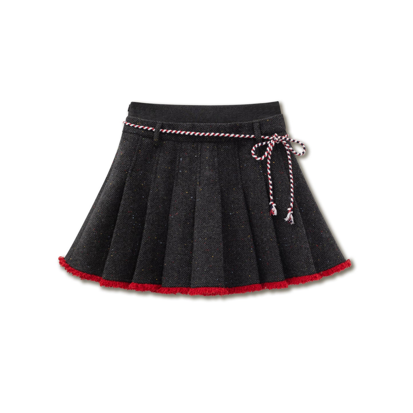 Fringed Contrast Varsity Jacket & Pleated Skirt