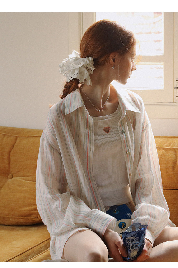 Multi-Colored Striped Shirt And Shorts