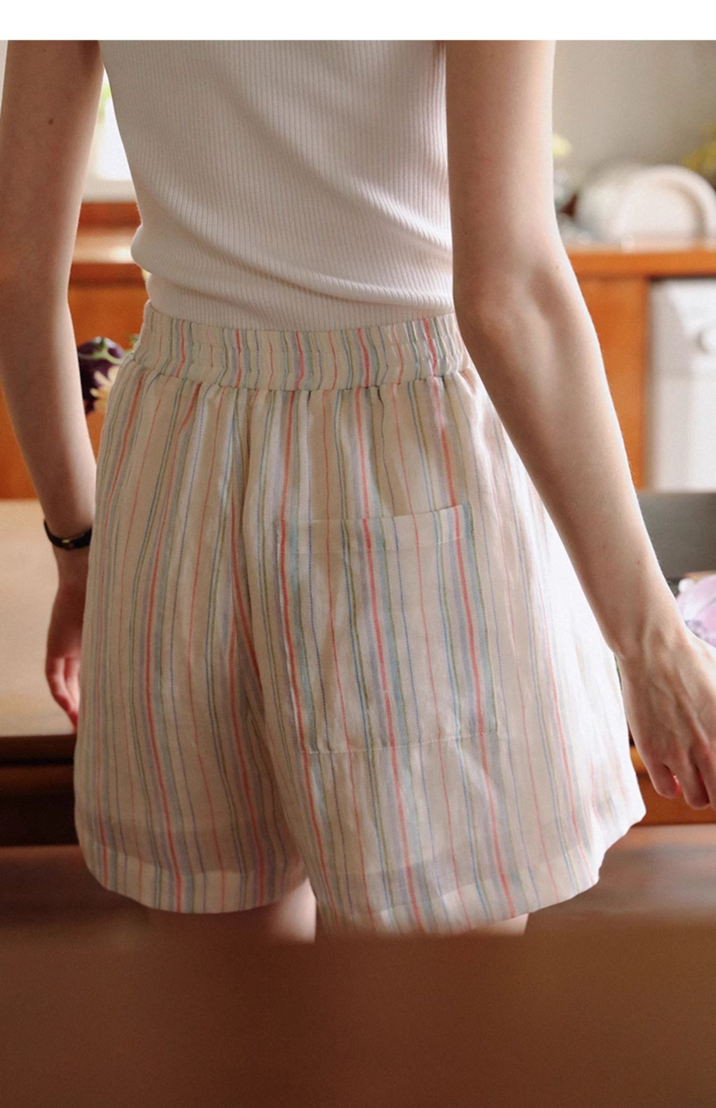 Multi-Colored Striped Shirt And Shorts