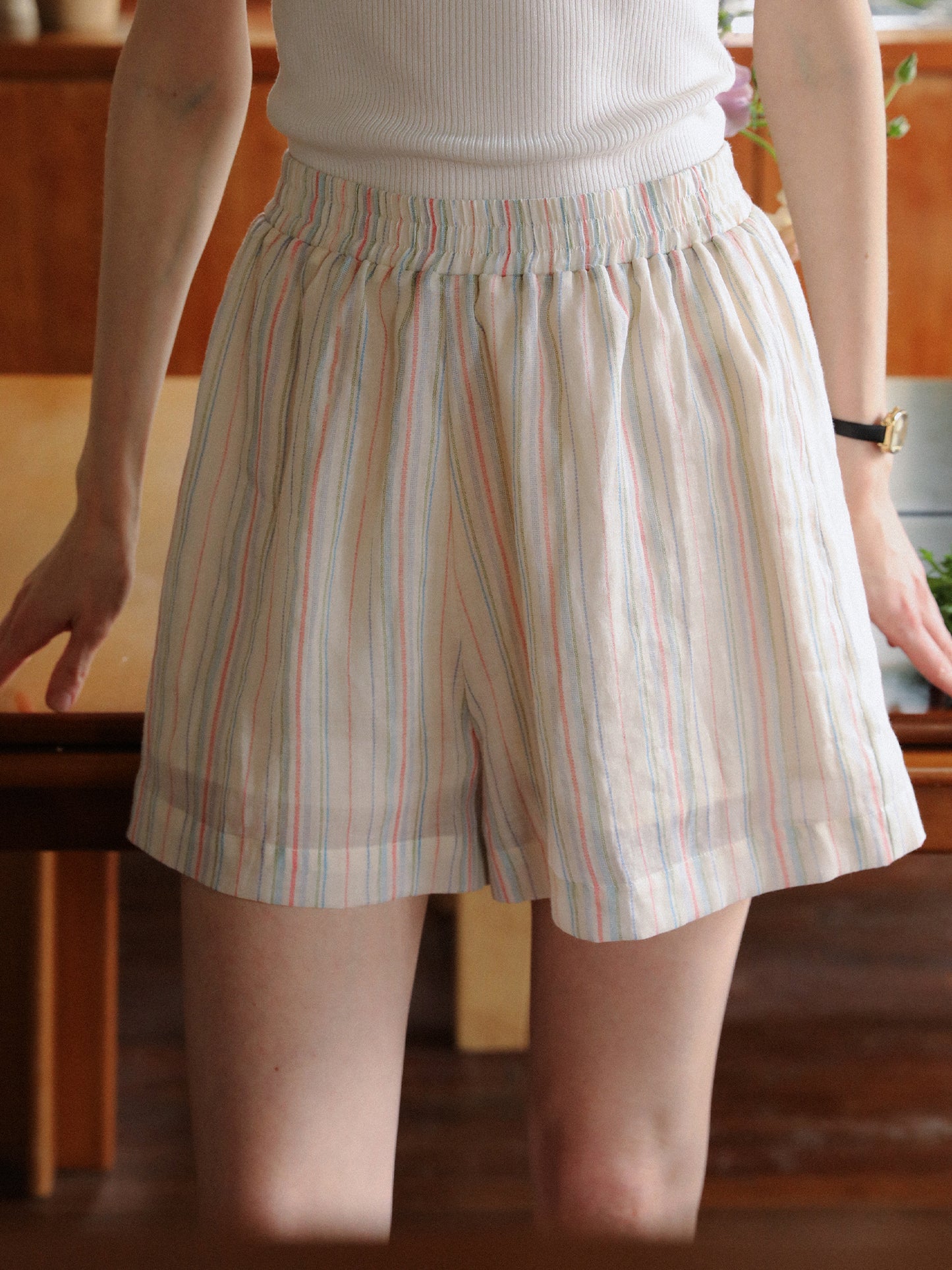 Multi-Colored Striped Shirt And Shorts