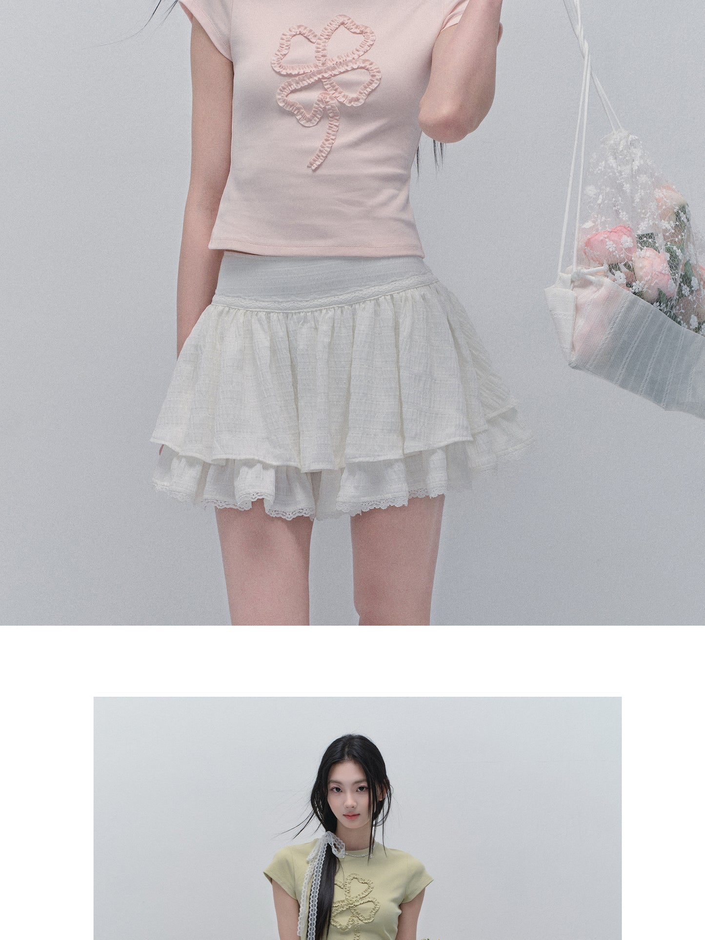 Clover-Shaped Ruffled T-Shirt
