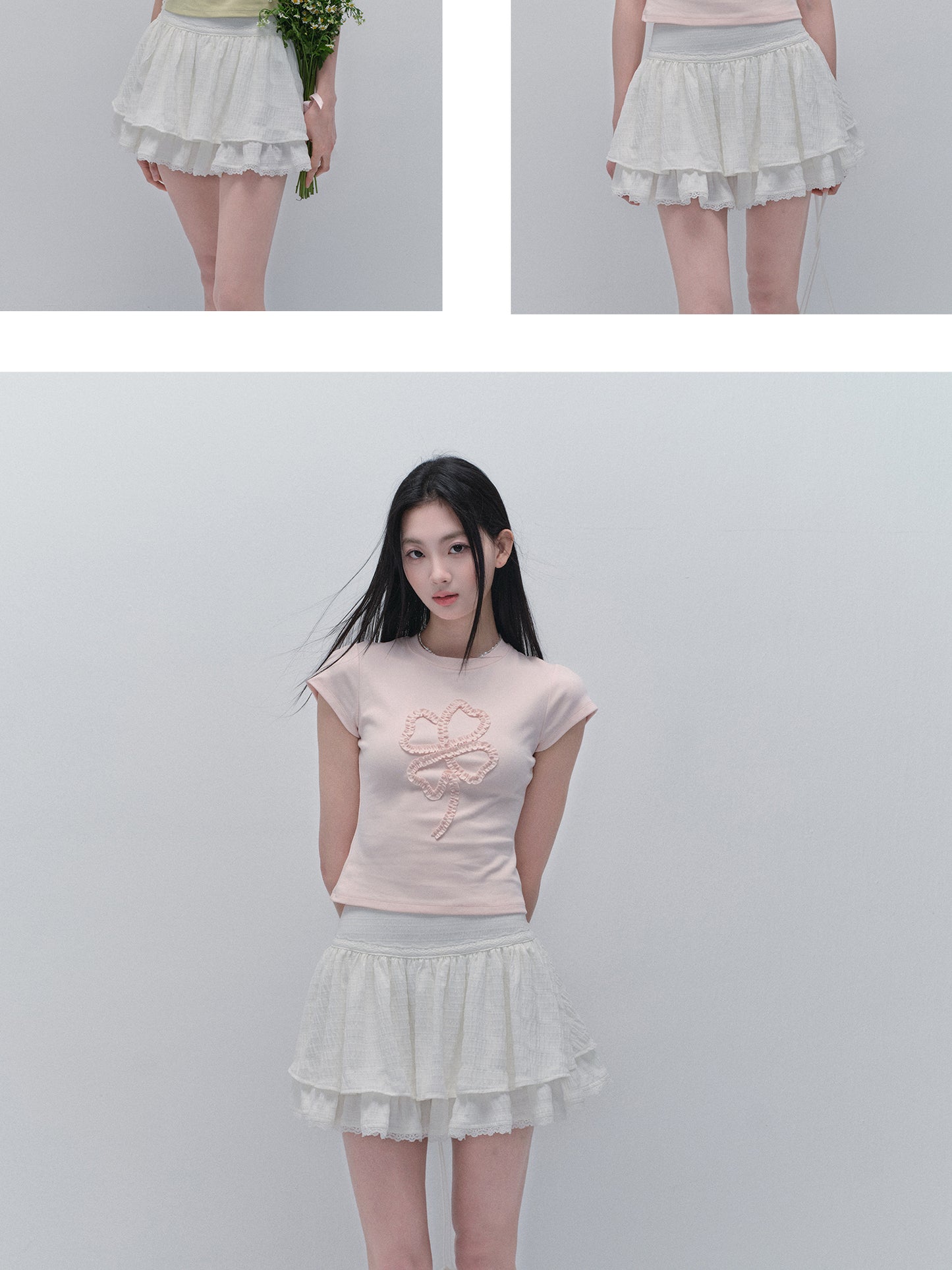 Clover-Shaped Ruffled T-Shirt