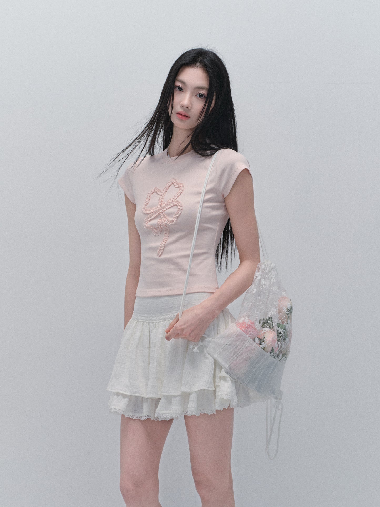 Clover-Shaped Ruffled T-Shirt