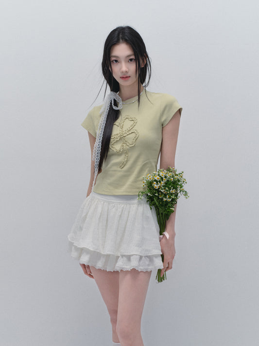 Clover-Shaped Ruffled T-Shirt