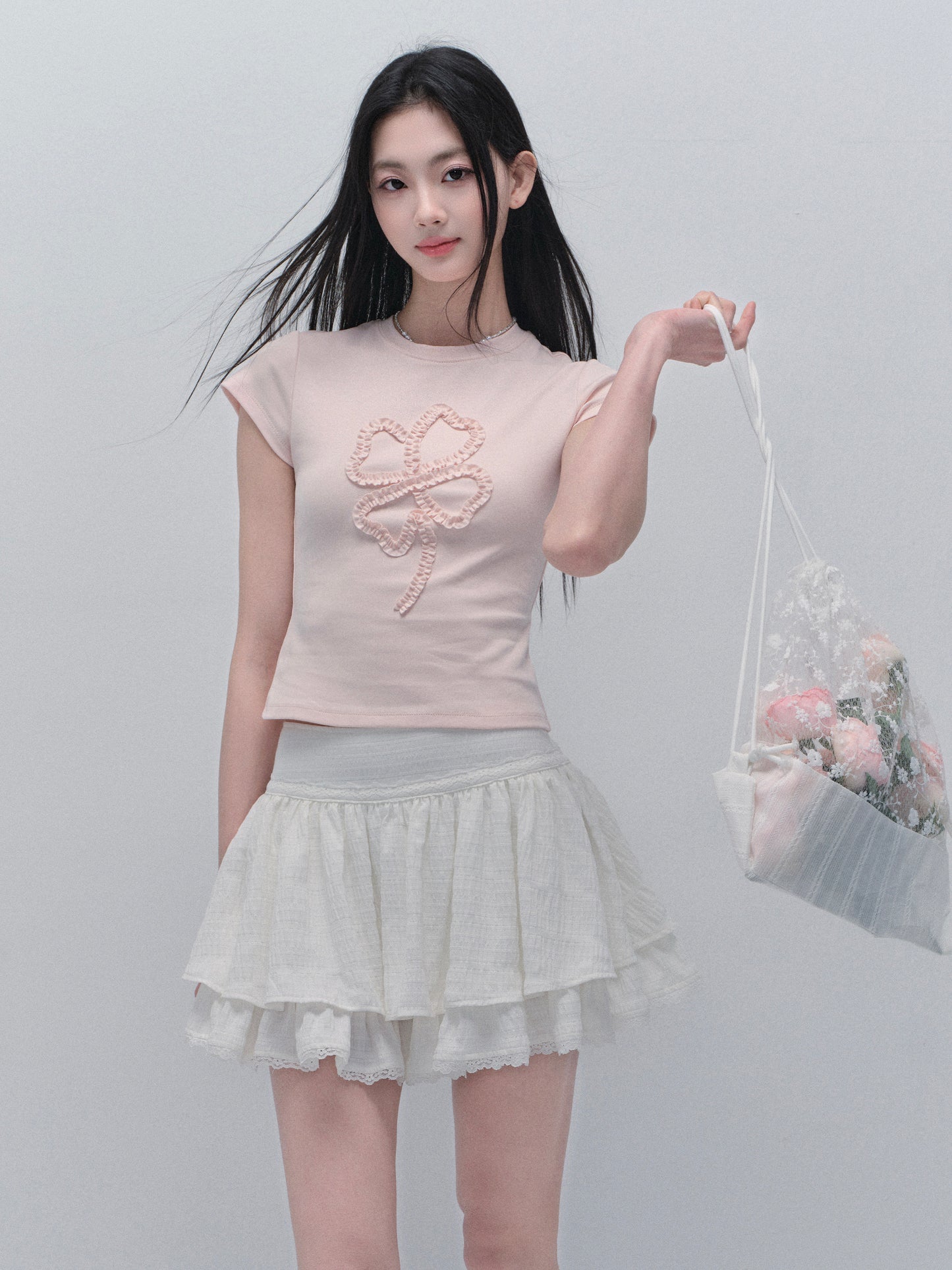 Clover-Shaped Ruffled T-Shirt